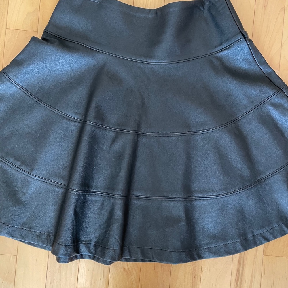 Olivaceous Faux Black Leather Skirt Size Small